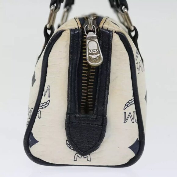 MCM Vicetos Logogram Hand Bag PVC Leather 2way White Auth - Picture 3 of 7